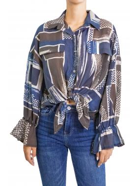Camicia fantasia manica con volant 